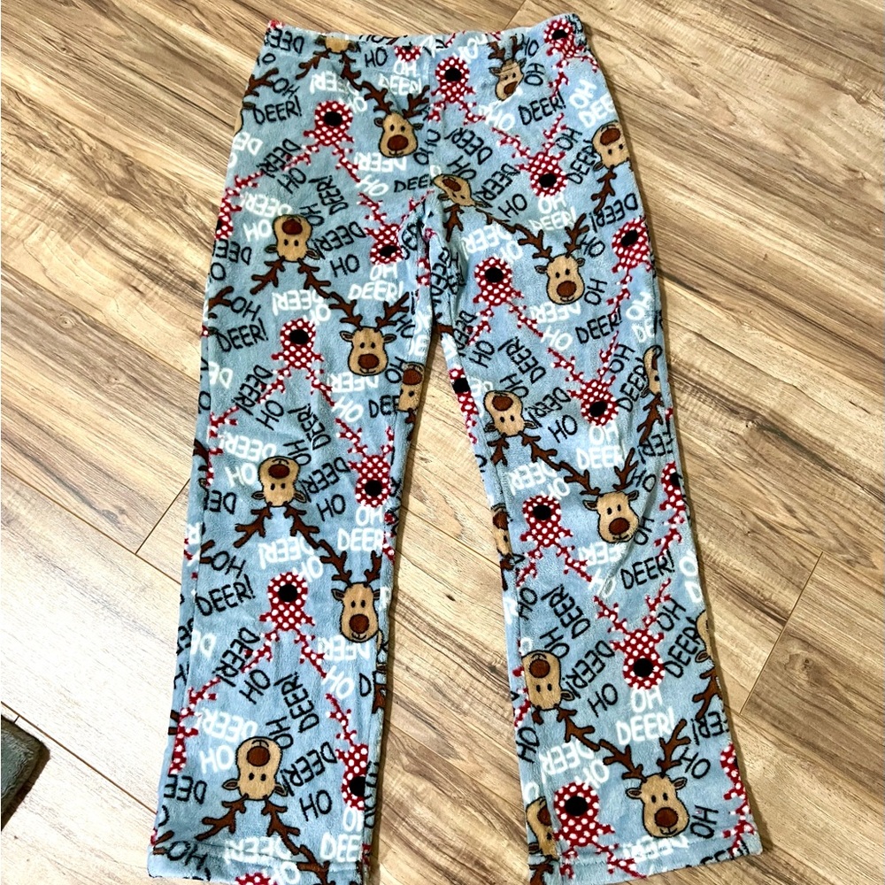 Fuzzy Fleece Christmas Reindeer lounge pants-Medium